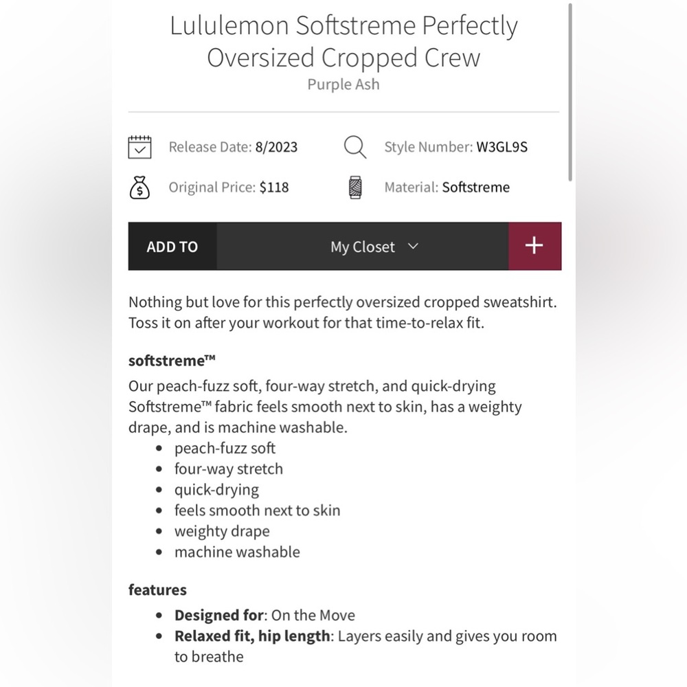 Lululemon oversized softstreme purple ash - Picture 3 of 7